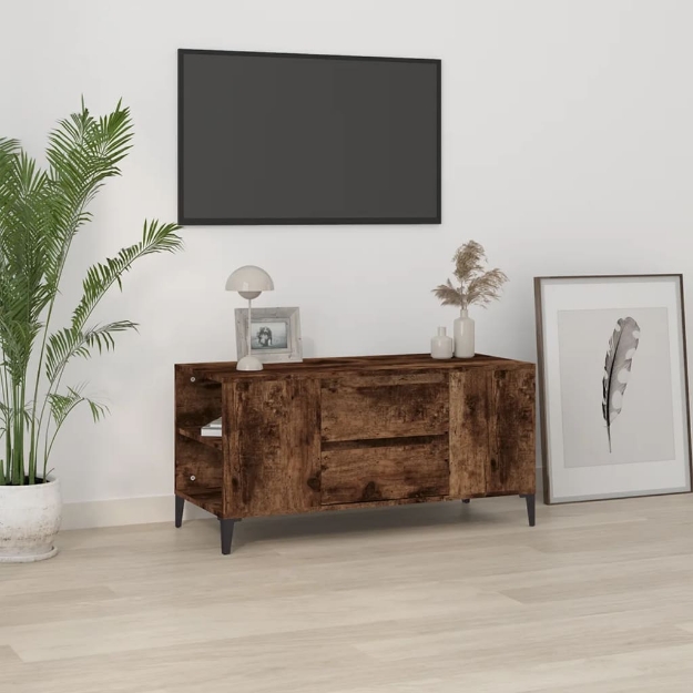 Mobile Porta TV Rovere Fumo 102x44,5x50 cm in Legno Multistrato