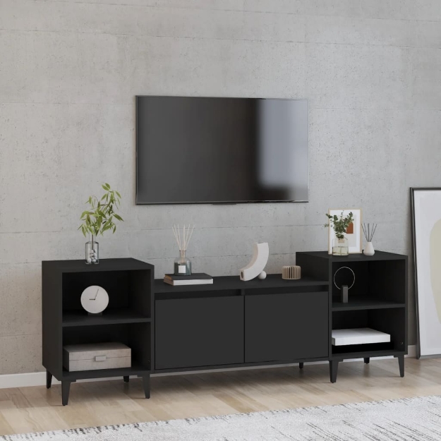 Mobile Porta TV Nero 160x35x55 cm in Legno Multistrato