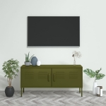 Mobile TV Verde Oliva 105x35x50 cm in Acciaio