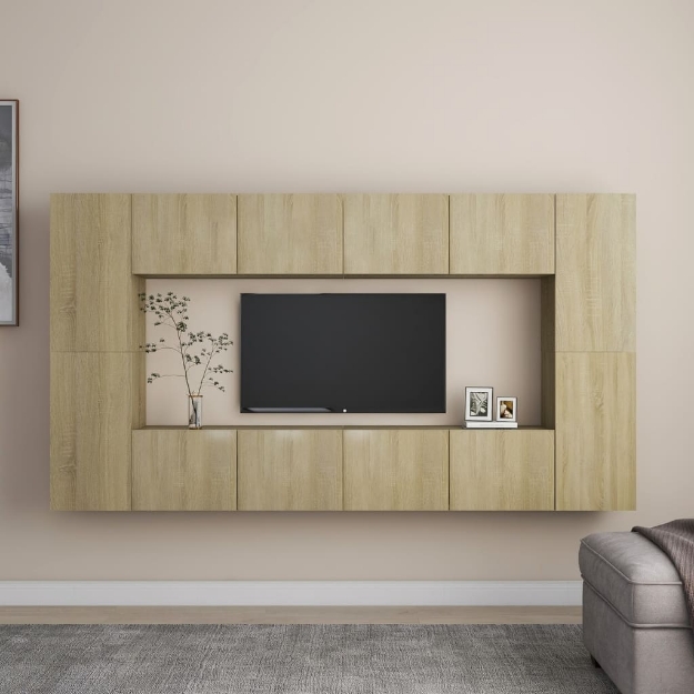 Set Porta TV 8 pz Rovere Sonoma in Truciolato