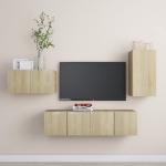 Set Porta TV 4 pz Rovere Sonoma in Truciolato