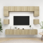 Set Porta TV 8 pz Rovere Sonoma in Truciolato