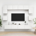 Set Mobili TV 8 pz Bianco Lucido in Truciolato