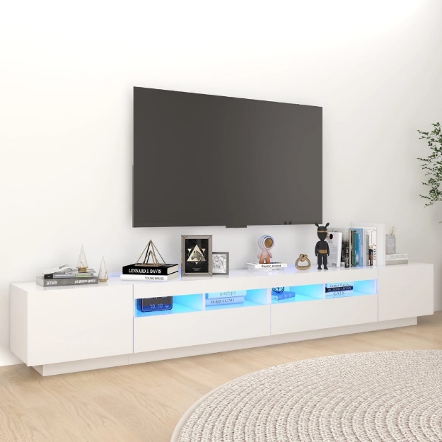 Mobile Porta TV con Luci LED Bianco Lucido 120x30x35,5 cm