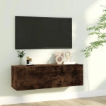 Mobile TV a Parete Rovere Fumo 100x30x30cm Legno Ingegnerizzato