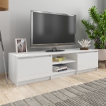 Mobile Porta TV Bianco Lucido 140x40x35,5 cm Legno Multistrato