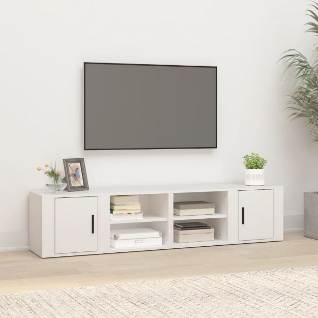 Mobili Porta TV 2 pz Bianco 80x31,5x36 cm in Legno Multistrato