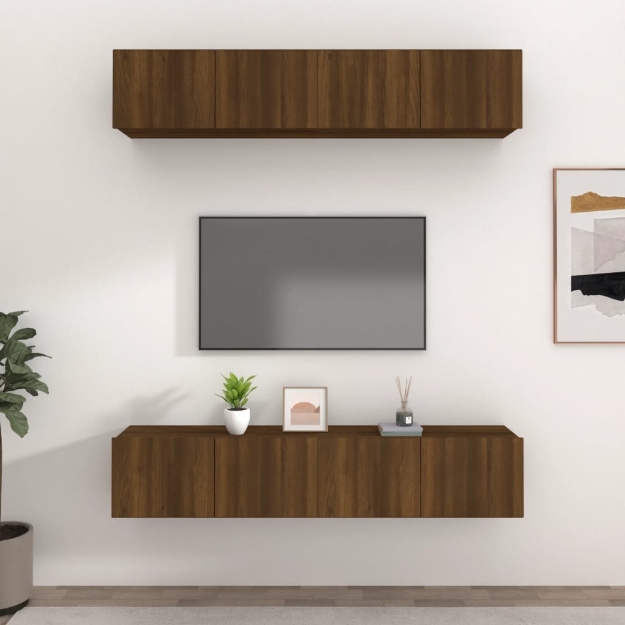 Mobili TV 4 pz Rovere Marrone 80x30x30 cm in Legno Multistrato