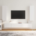 Set di Mobili Porta TV 4 pz Bianco in Legno Multistrato