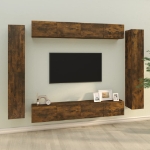 Set Mobili Porta TV 8pz Rovere Fumo in Legno Multistrato