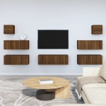 Set Mobili Porta TV 7 pz Rovere Marrone in Legno Multistrato