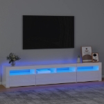 Mobile Porta TV con Luci LED Bianco Lucido 210x35x40 cm