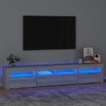 Mobile Porta TV con Luci LED Grigio Sonoma 210x35x40 cm