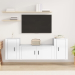 Set Mobili Porta TV 3 pz Bianco Lucido in Legno Multistrato