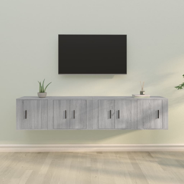 Set di Mobili Porta TV 4 pz Grigio Sonoma in Legno Multistrato