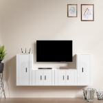 Set di Mobili Porta TV 4 pz Bianco Lucido in Legno Multistrato