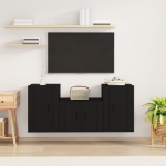 Set Mobili Porta TV 3 pz Nero in Legno Multistrato