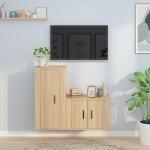 Set di Mobili Porta TV 2 pz Rovere Sonoma in Legno Multistrato