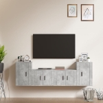 Set di Mobili Porta TV 4 pz Grigio Cemento in Legno Multistrato