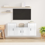 Set Mobili Porta TV 3 pz Bianco Lucido in Legno Multistrato