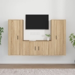 Set di Mobili Porta TV 3 pz Rovere Sonoma in Legno Multistrato