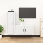 Set di Mobili Porta TV 2 pz Bianco in Legno Multistrato