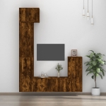 Set di Mobili Porta TV 5 pz Rovere Fumo in Legno Multistrato