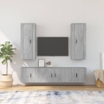 Set di Mobili Porta TV 5 pz Grigio Cemento in Legno Multistrato