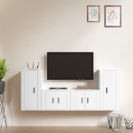 Set di Mobili Porta TV 4 pz Bianco in Legno Multistrato