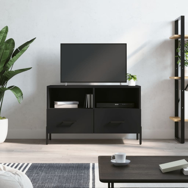 Mobile Porta TV Nero 80x36x50 cm in Legno Multistrato