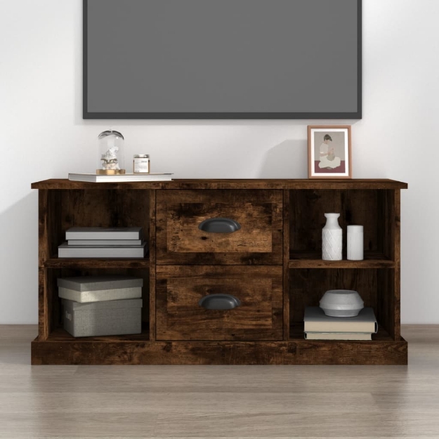 Mobile Porta TV Rovere Fumo 99,5x35,5x48cm in Legno Multistrato