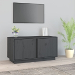 Mobile Porta TV Grigio 80x35x40,5 cm in Legno Massello di Pino