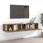 Set Mobili Porta TV 2 pz Rovere Fumo in Legno Multistrato