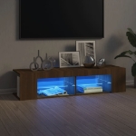 Mobile Porta TV con Luci LED Rovere Marrone 135x39x30 cm