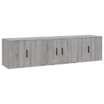 Set Mobili Porta TV 3 pz Grigio Sonoma in Legno Multistrato