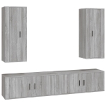 Set di Mobili Porta TV 4 pz Grigio Sonoma in Legno Multistrato