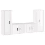 Set di Mobili Porta TV 4 pz Bianco Lucido in Legno Multistrato