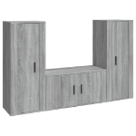 Set Mobili Porta TV 3 pz Grigio Sonoma in Legno Multistrato