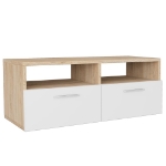 Mobile Porta TV in Legno Multistrato 95x35x36cm Rovere e Bianco