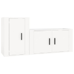 Set di Mobili Porta TV 2 pz Bianco Lucido in Legno Multistrato