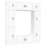 Set Mobili Porta TV 8pz Bianco in Legno Multistrato