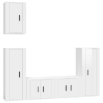 Set di Mobili Porta TV 5 pz Bianco Lucido in Legno Multistrato