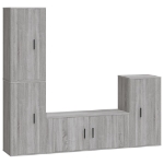 Set di Mobili Porta TV 4 pz Grigio Sonoma in Legno Multistrato