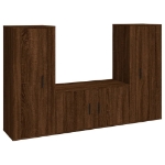 Set Mobili Porta TV 3 pz Rovere Marrone in Legno Multistrato