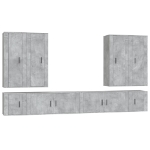 Set Mobili Porta TV 8pz Grigio Cemento in Legno Multistrato