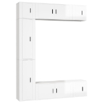 Set di Mobili Porta TV 7 pz Bianco Lucido in Legno Multistrato