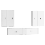 Set di Mobili Porta TV 6 pz Bianco Lucido in Legno Multistrato