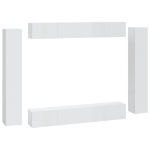 Set Mobili Porta TV 8pz Bianco Lucido in Legno Multistrato