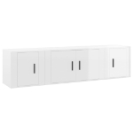 Set Mobili Porta TV 3 pz Bianco Lucido in Legno Multistrato