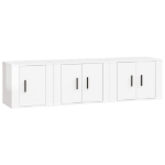 Set Mobili Porta TV 3 pz Bianco Lucido in Legno Multistrato